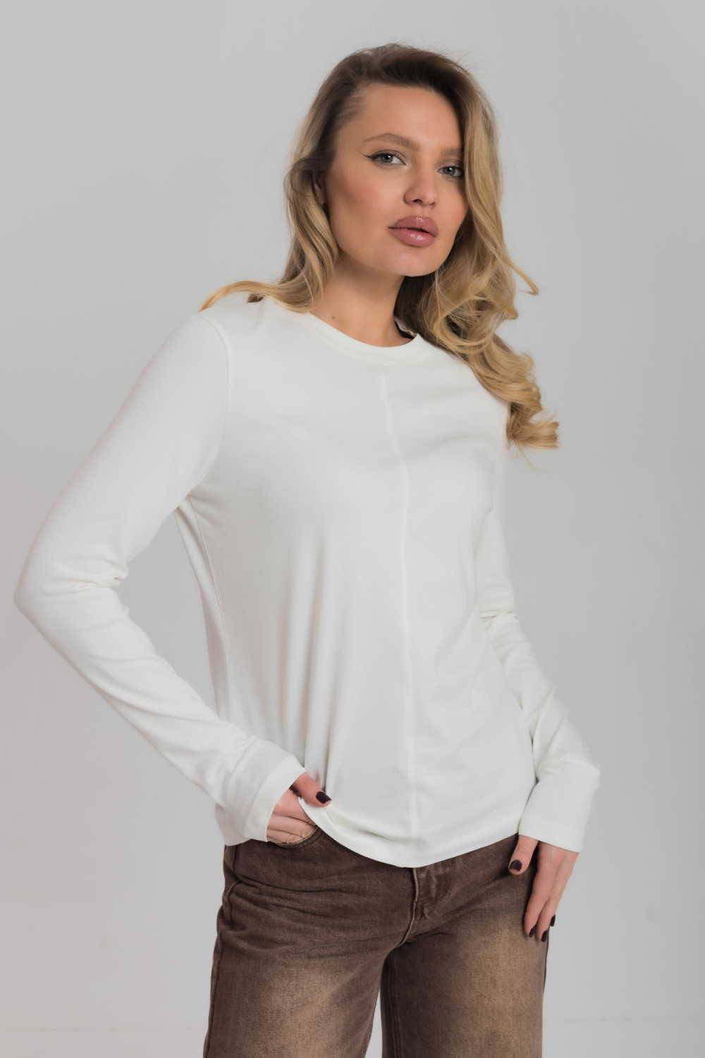 Лонгслив из кулирки с лайкрой М326003м - миниатюра 3